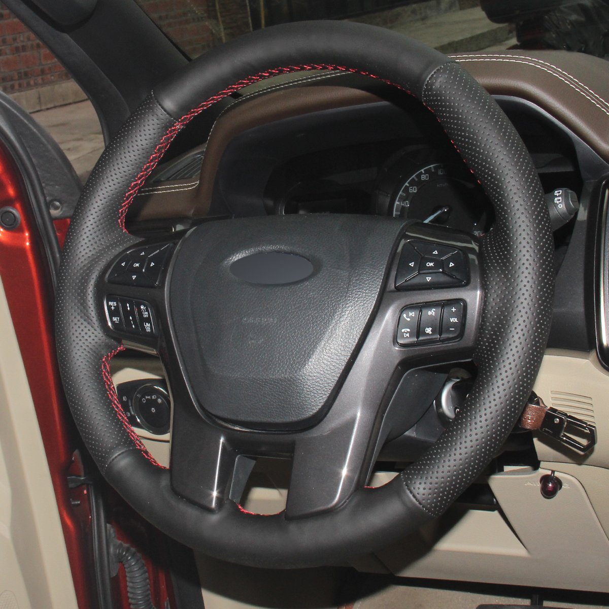 Loncky Auto Custom Fit OEM Black Genuine Leather Steering Wheel Covers